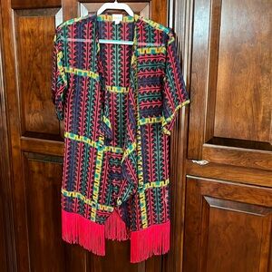 LulaRoe coverup, multicolor, fuchsia trim size small